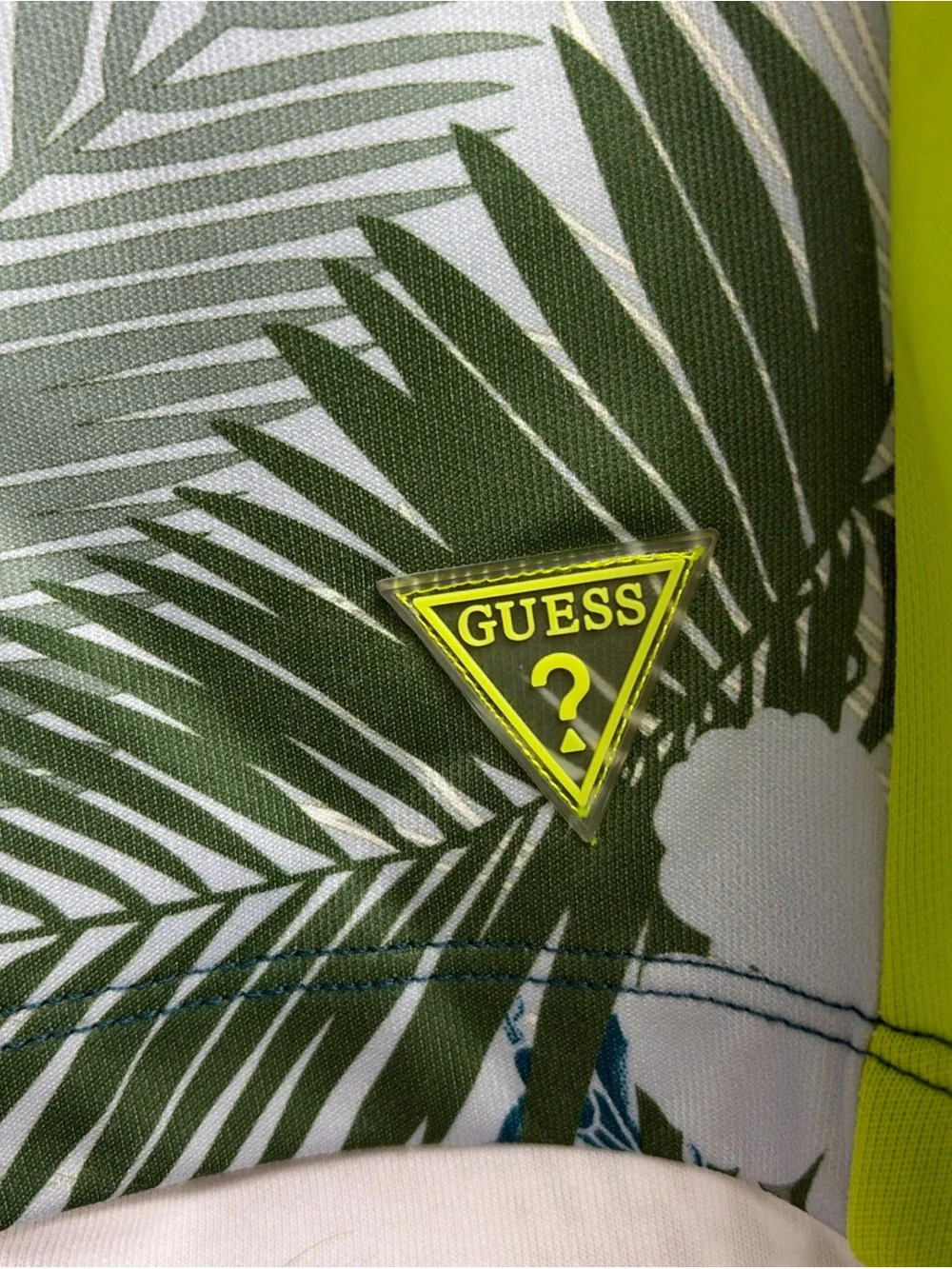 NWT GUESS Men's Small Blue Green Neon Stripe Tropical Casual Shorts$69